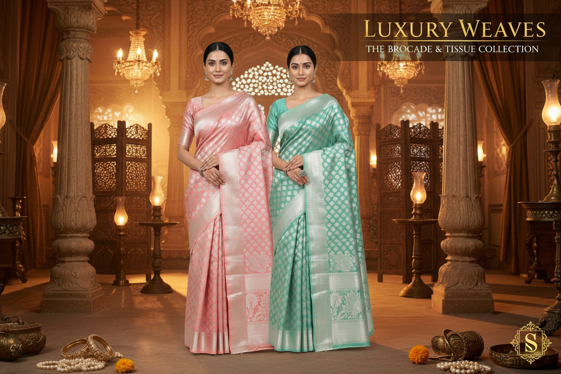 Premium brocade and tissue sarees — Arunique Fashions