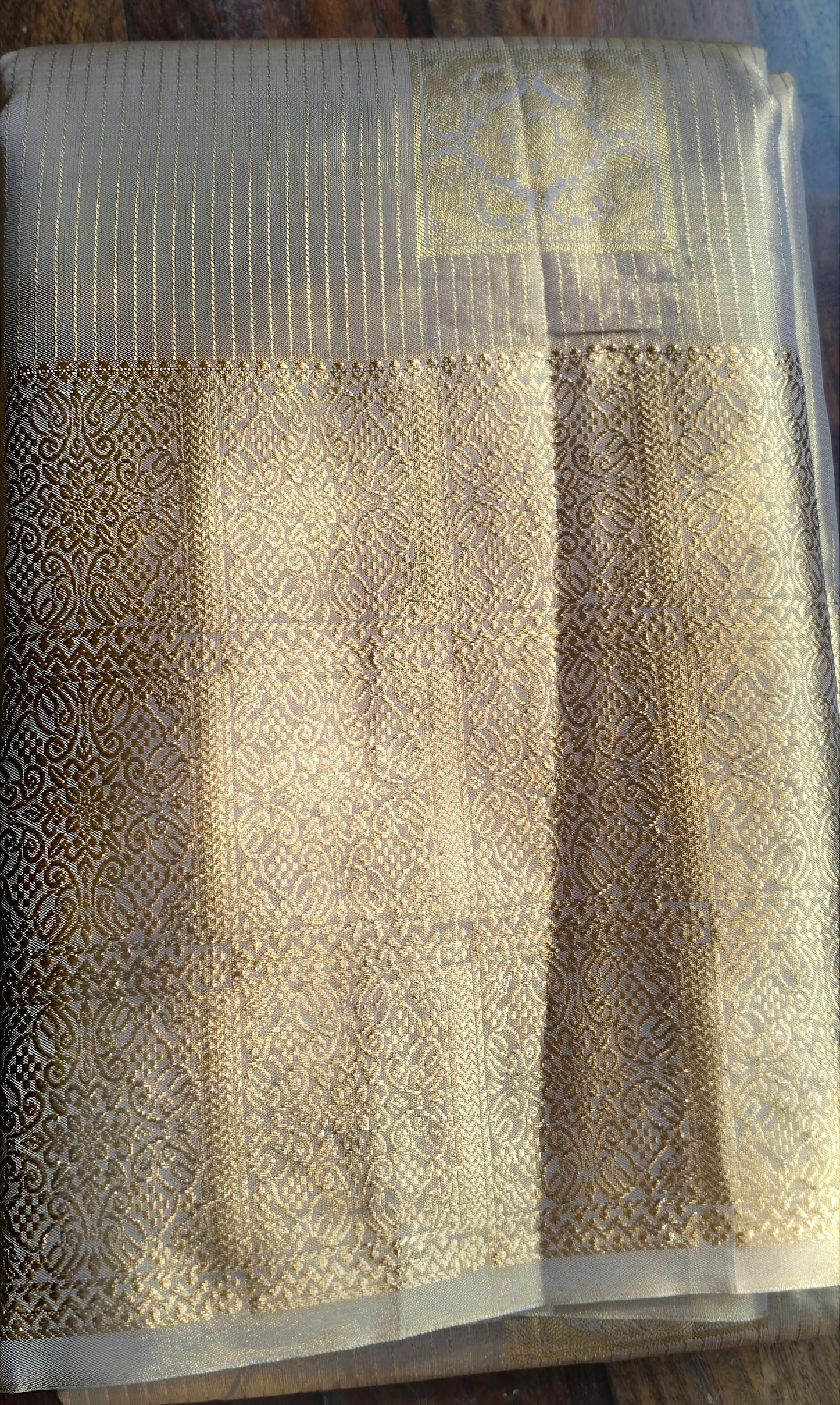 Champagne Gold Semi-Silk Saree