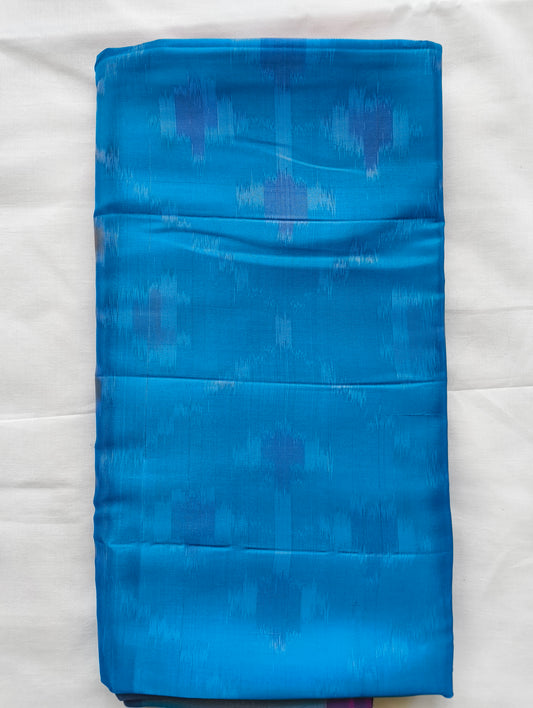 Blue & Purple Ikat Semi-Silk Saree - Body Detail