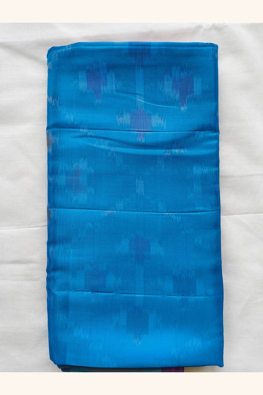 Blue and Purple Ikat Semi-Silk Saree - Full Drape View