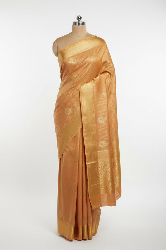 Golden Mustard Semi-Silk Saree - Mannequin Display