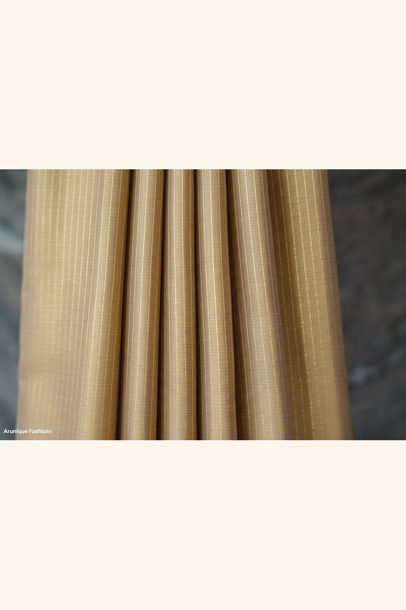 Pale Gold Shimmer Semi-Silk Saree - Pleat Close-up