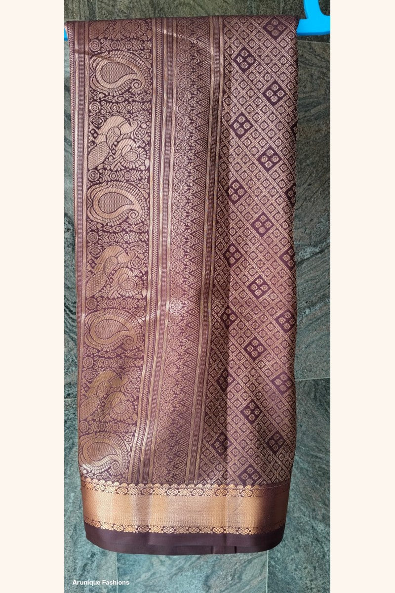 Rust Orange Ombre Semi-Silk Saree - Pallu on Hanger with Border Detail