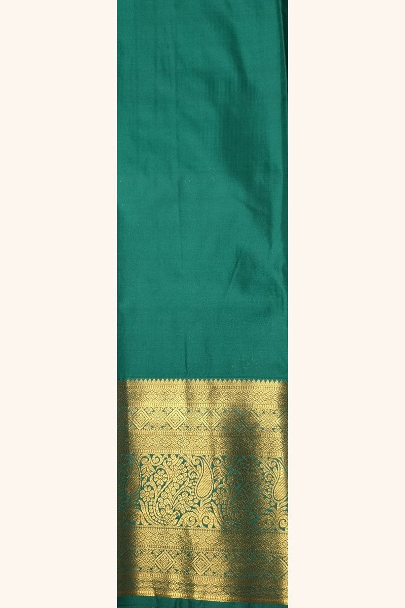 Teal Pink Saree with Golden Zari Butta & Wide Border - Blouse Close-up
